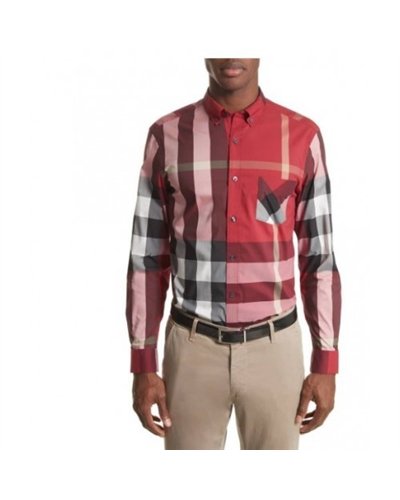 Burberry Men's Thornaby Slim Fit Plaid Sport shirt Red