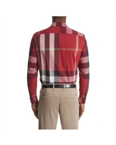 Burberry Men's Thornaby Slim Fit Plaid Sport shirt Red