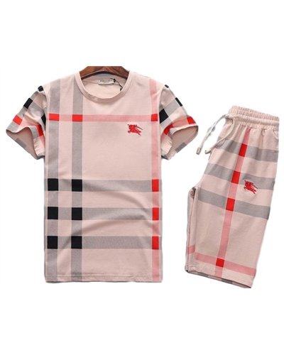 Burberry Men's Crew Neck Check Graphic C T-Shirt & Short Set