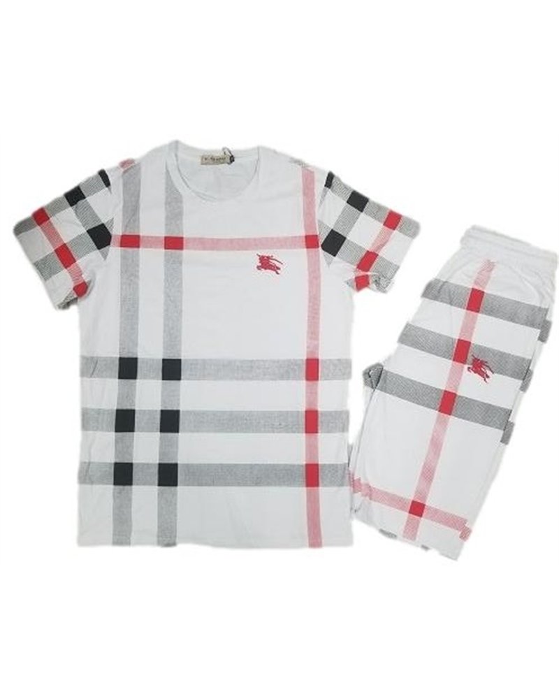 Burberry Men's Crew Neck Check Graphic C T-Shirt & Short Set