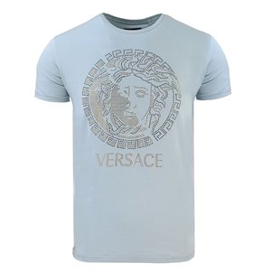 Versace Embellished Medusa Logo T-Shirt Gray
