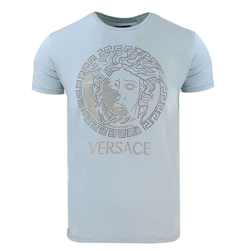 Versace Embellished Medusa Logo T-Shirt Gray