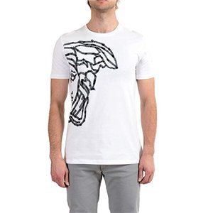 Versace Collection Men's White Graphic Short Sleeve Crewneck T-Shirt