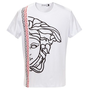 Versace Collection Men's White Graphic Short Sleeve Crewneck T-Shirt
