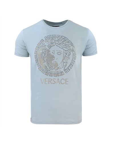 Versace Embellished Medusa Logo T-Shirt Gray