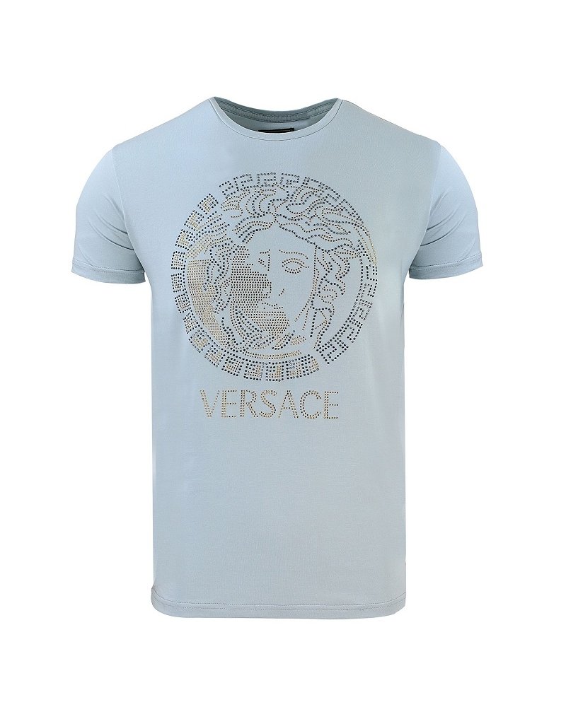 Versace Embellished Medusa Logo T-Shirt Gray