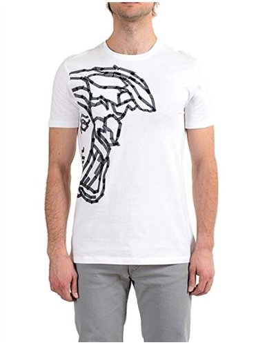 Versace Collection Men's White Graphic Short Sleeve Crewneck T-Shirt