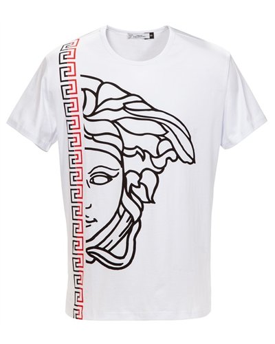 Versace Collection Men's White Graphic Short Sleeve Crewneck T-Shirt