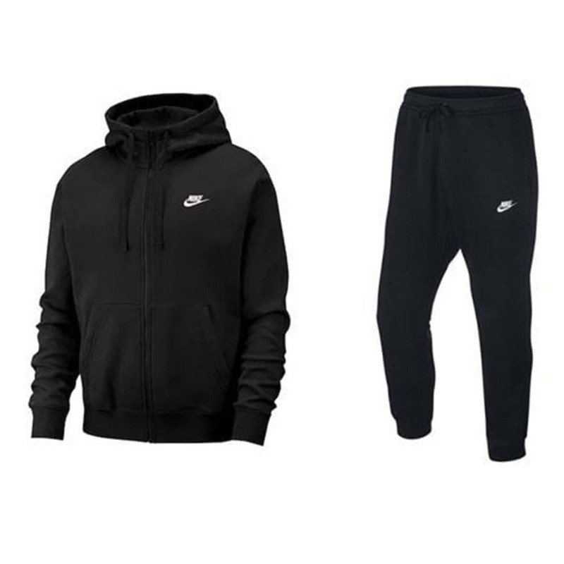 Nike Sportswear Club Fleece Men's Full Zip Hoodie & Pants Set Black