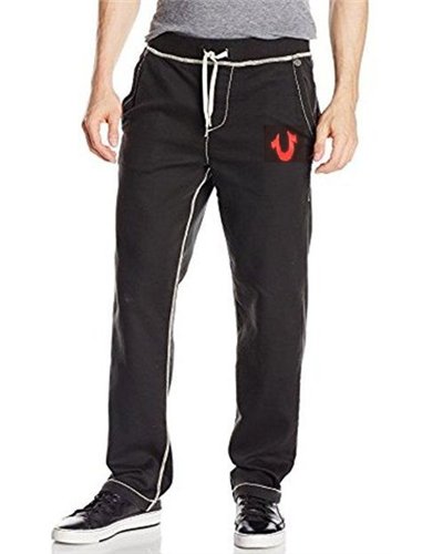 True Religion Men's Black Wide Leg Big T Stitch Sweatpants & Hoodie