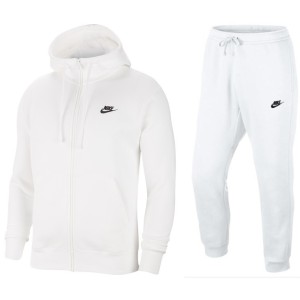 Nike Sportswear Club Fleece Men's Full Zip Hoodie & Pants Set White