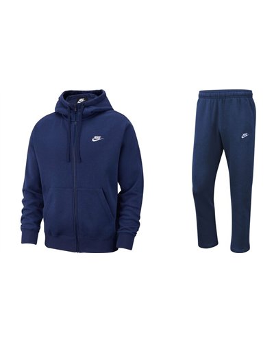 Nike Sportswear Club Fleece Men's Full Zip Hoodie & Pants Set Royal Blue