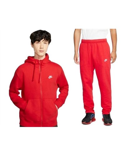 Nike Sportswear Club Fleece Men's Full Zip Hoodie & Pants Set Red