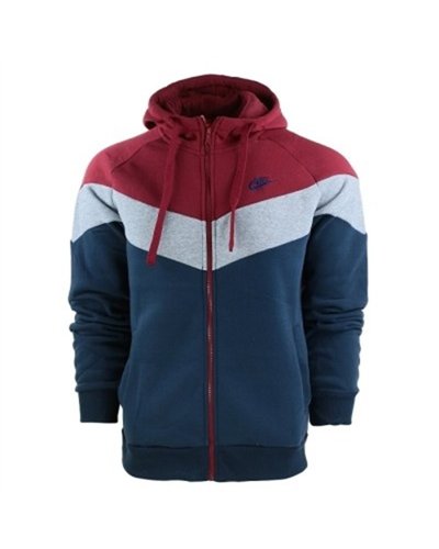 Nike Sportswear Color Block Fleece Zip  Hoodie & Pants Set Burgundy