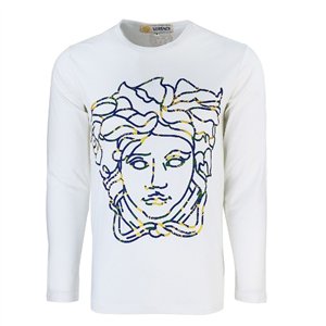 Versace Embellished Medusa Logo Long Sleeve T-Shirt