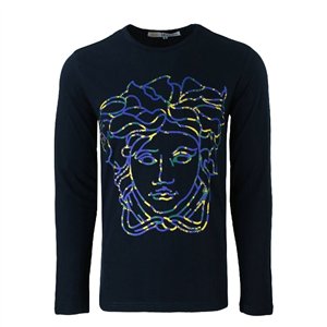 Versace Embellished Medusa Logo Long Sleeve T-Shirt