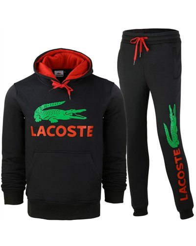 Lacoste Men’s Cotton Fleece Hoodie & Pants Set  Black