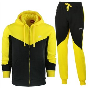 Nike Sportswear  Fleece Zip  Hoodie & Pants Set Black/Yellow