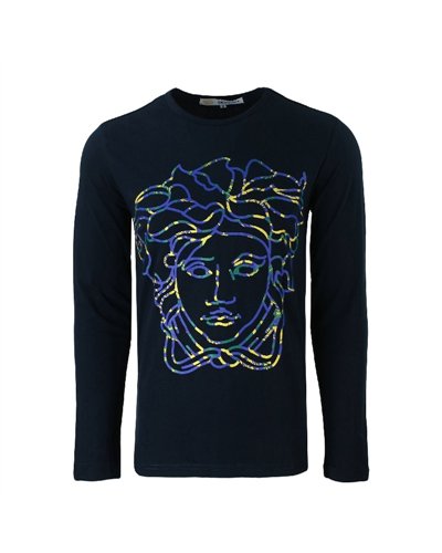 Versace Embellished Medusa Logo Long Sleeve T-Shirt