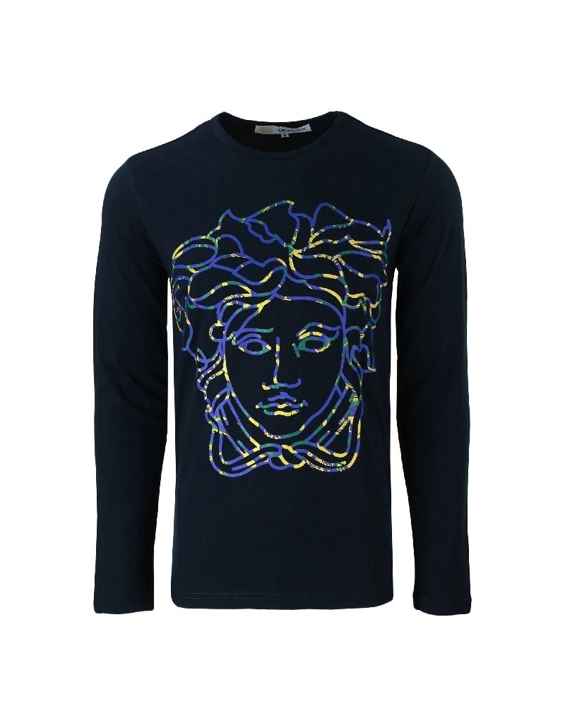 Versace Embellished Medusa Logo Long Sleeve T-Shirt