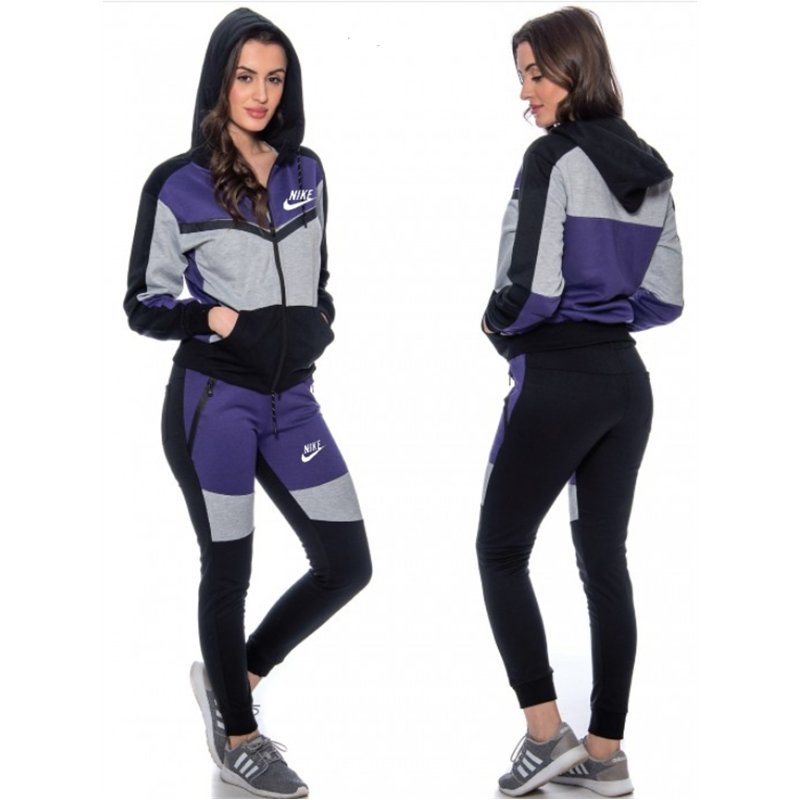 Nike Womens Essential Colorblock Full-Zip Fleece Hoodie & Pants Set