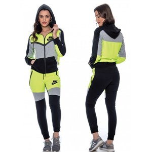 Nike Womens Essential Colorblock Full-Zip Fleece Hoodie & Pants Set