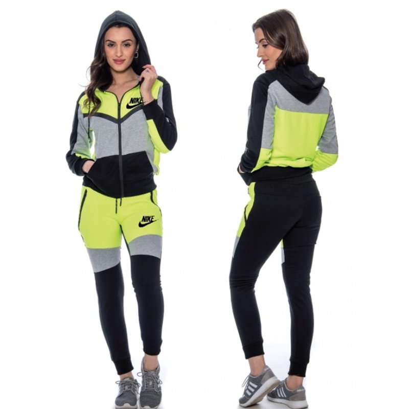 Nike Womens Essential Colorblock Full-Zip Fleece Hoodie & Pants Set