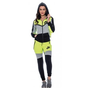 Nike Womens Essential Colorblock Full-Zip Fleece Hoodie & Pants Set