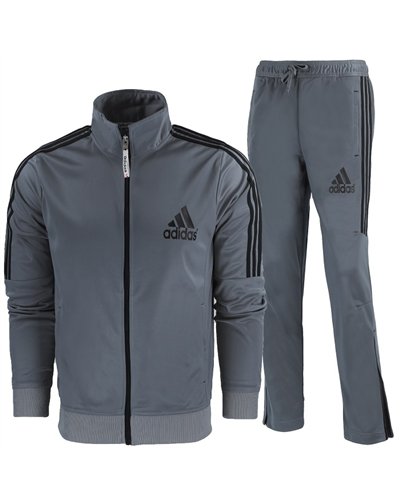 Adidas 3-Stripe Tricoat Track Set Jacket & Pants Gray