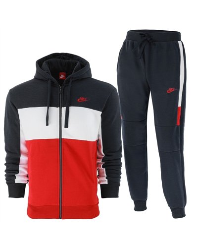 Nike Sportswear Color Block Fleece Zip  Hoodie & Pants Set