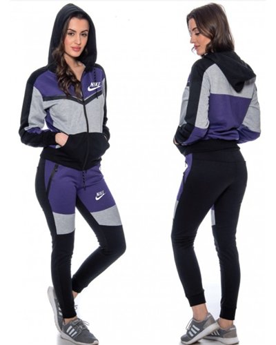 Nike Womens Essential Colorblock Full-Zip Fleece Hoodie & Pants Set