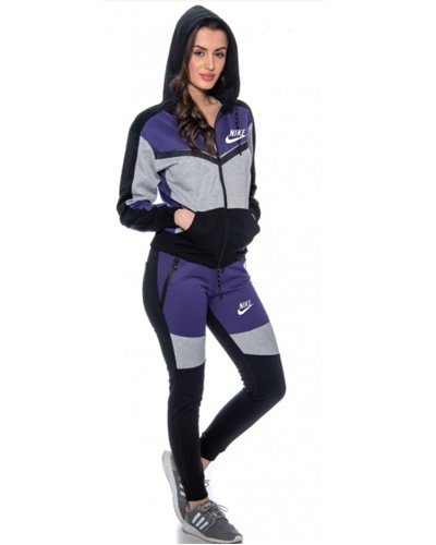 Nike Womens Essential Colorblock Full-Zip Fleece Hoodie & Pants Set