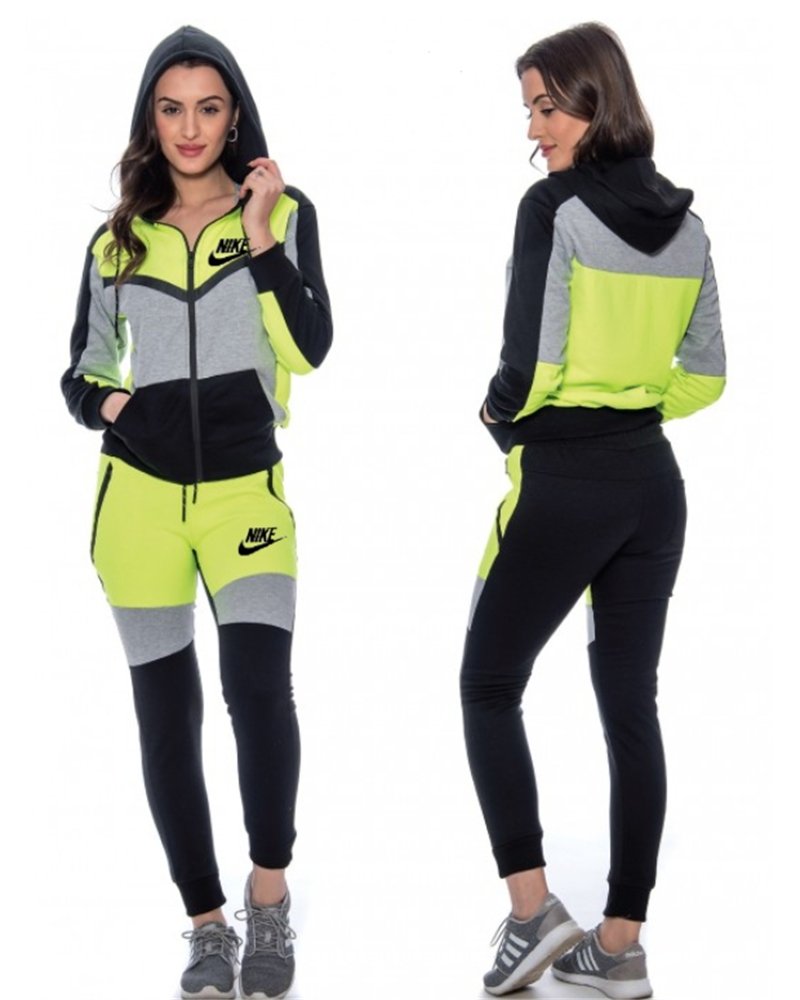 Nike Womens Essential Colorblock Full-Zip Fleece Hoodie & Pants Set