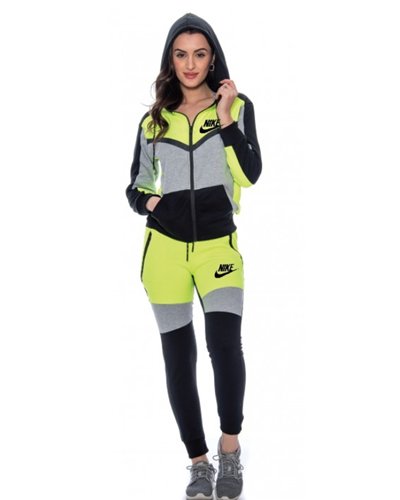 Nike Womens Essential Colorblock Full-Zip Fleece Hoodie & Pants Set