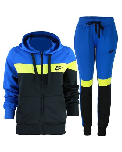 Nike Womens Essential Tech Color Block  Full-Zip Fleece Hoodie & Pants Set