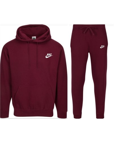 Nike Sportswear Club Fleece Men's Pullover Hoodie Hoodie & Pants Set Burgundy