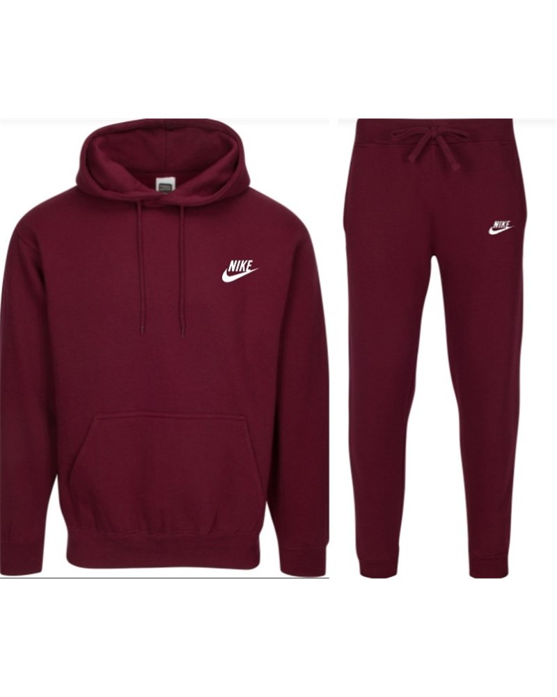 Nike Sportswear Club Fleece Men's Pullover Hoodie Hoodie & Pants Set Burgundy