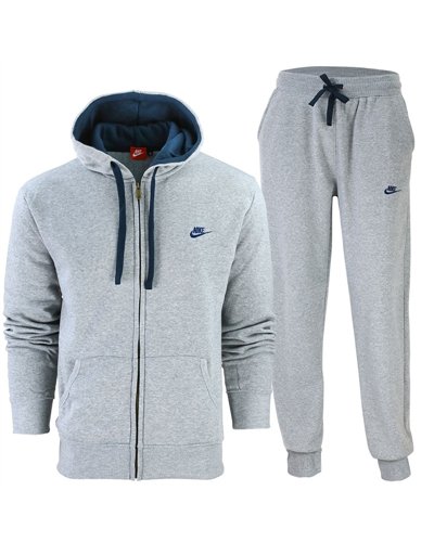 Nike Sportswear Club Fleece Zip Hoodie & Pants Set Gray/Blue