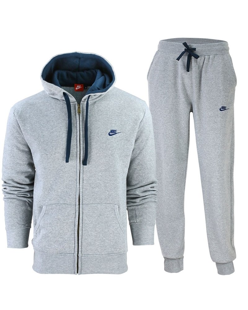 Nike Sportswear Club Fleece Zip Hoodie & Pants Set Gray/Blue