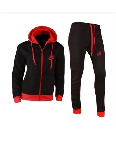 Nike Women's Sportswear Fleece Hoodie & Pants  2 Pc Set  Black/Red