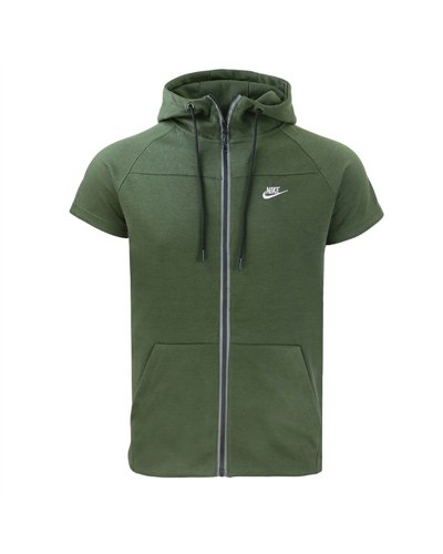 Nike Men's Short-Sleeve Full Zip Hoodie & Short Set Olive