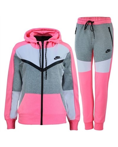 Nike Womens Essential Colorblock Full-Zip Fleece Hoodie & Pants Set