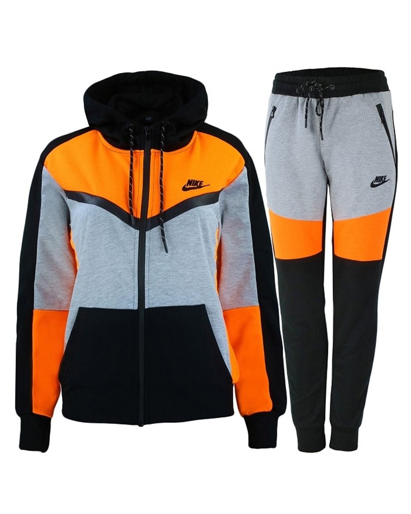 Nike Womens Essential Colorblock Full-Zip Fleece Hoodie & Pants Set