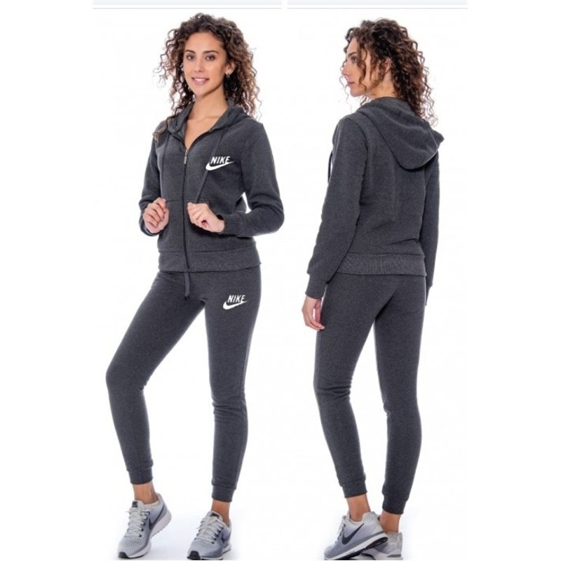 Nike Sportswear Club Fleece Women's Full Zip Hoodie & Pants Set  Charcoal