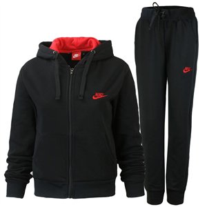 Nike Women's Sportswear Tech Fleece Hoodie & Pants 2 Pc Set Black/Red
