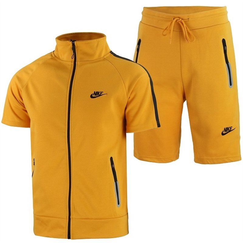 Nike Men's Tech Short-Sleeve Full Zip Hoodie & Short Set Timber