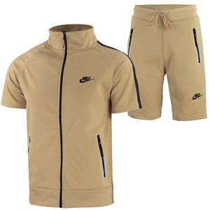 Nike Men's Tech Short-Sleeve Full Zip Hoodie & Short Set White