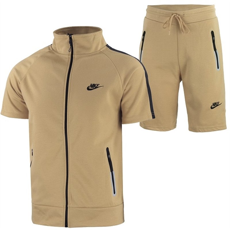 Nike Men's Tech Short-Sleeve Full Zip Hoodie & Short Set White