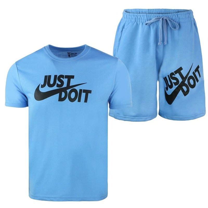 Nike Men's Just Do It Crewneck  Top & Short Set Blue