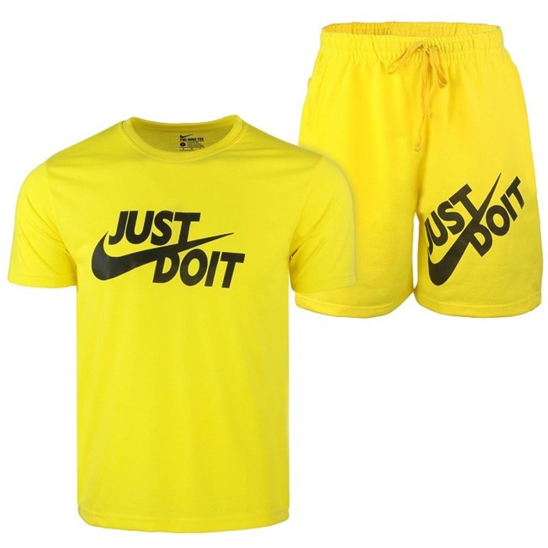 Nike Men's Just Do It Crewneck  Top & Short Set Yellow